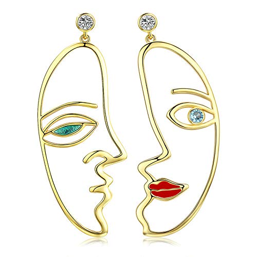 Heißer Verkauf Trendy Silber Farbe Übertreibung Picasso Gesicht Ohrringe für Frauen Klar CZ Hochzeit Engagement Schmuck von NewL