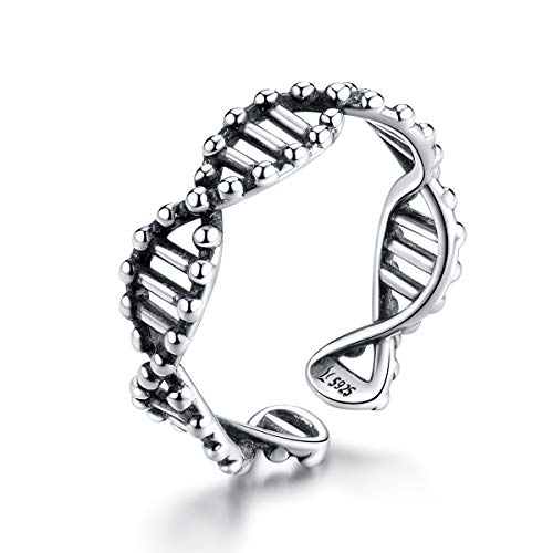 Design 925 Sterling Silber DNA offene verstellbare Fingerringe für Frauen freie Größe Ring Schmuck, Sterling Silber von NewL
