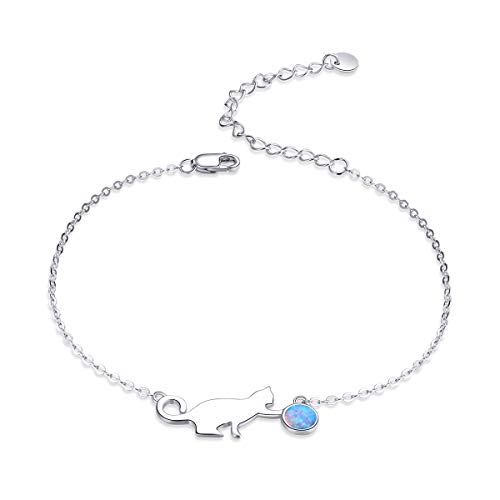 Echtes 925 Sterling Silber Freche Katze Opal Link Armband für Frauen Luxus feinen Schmuck Frauen Geschenke von NewL