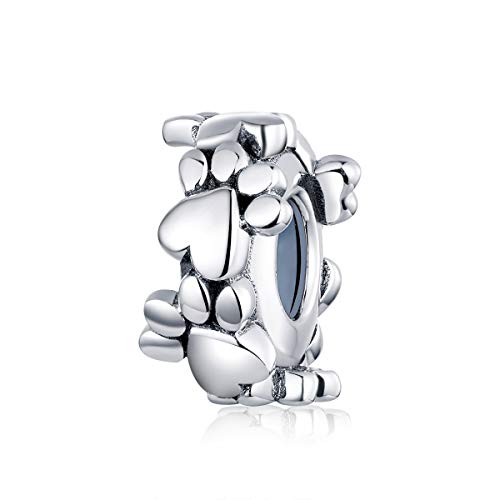 Fußabdruck Charm 925 Sterling Silber Hund Pfote Charm Stopper mit Silikon Charms für Original Armband DIY Schmuck von NewL