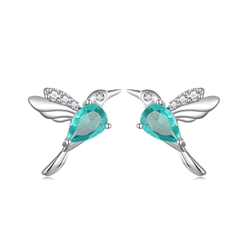 NewL 925 Sterling Silber Kolibri-Ohrstecker Blau Zirkonia Ohrringe für Frauen Schmuck Geschenk, Sterling Silber von NewL