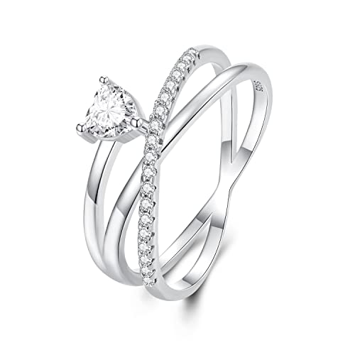 NewL 925 Sterling Silber Ring Dreifach Reihe Rolling Interlocking Silber Ringe Verflochten Crossover Statement Ring Chunky Band Ringe, Sterlingsilber von NewL