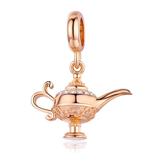 NewL Charm-Anhänger 925 Aladdin's Lampe, passend für original Silber-Armbänder, rosafarbenes magisches Design, DIY-Schmuck von NewL