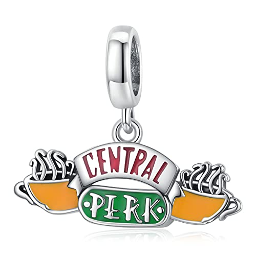 NewL Charm-Anhänger aus 925er Sterlingsilber, Motiv: Friends Central Perk, Joghurtflasche, Kaffee-Shop, Forever Love, Perle für Armband und Armreif von NewL