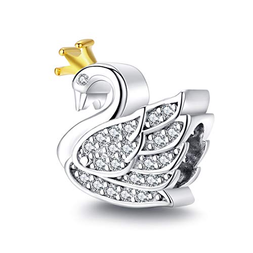 NewL Charm-Anhänger für Frauen mit Schwanen-Design Silber 925 Original Perlen Fashion Bijoux DIY Schmuck Armband Armreif von NewL