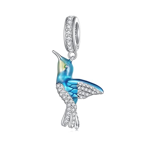 NewL Grüne Kolibri-Perlen Stil Vogel Charms Schwalbe Charms Silber Tier Anhänger Perlen für DIY Frühling Ohrring Armband Halskette, Sterling-Silber von NewL