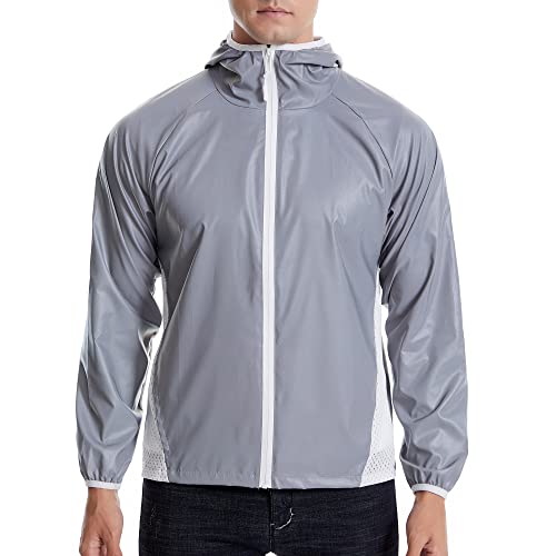 NewL Hohe Sichtbarkeit Be Total Reflektierend Silber Radfahren Laufen Joggen High Viz Holographische Jacke mit Kapuze, silber, XL von NewL