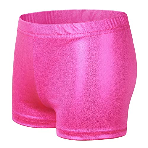 NewL Kinder Mädchen Elastische Taille Glänzend Metallic Ballett Tanz Shorts Hose für Sport Yoga Gymnastik Workout (Rosenrot, 11-12 Jahre) Tag Größe 150 von NewL