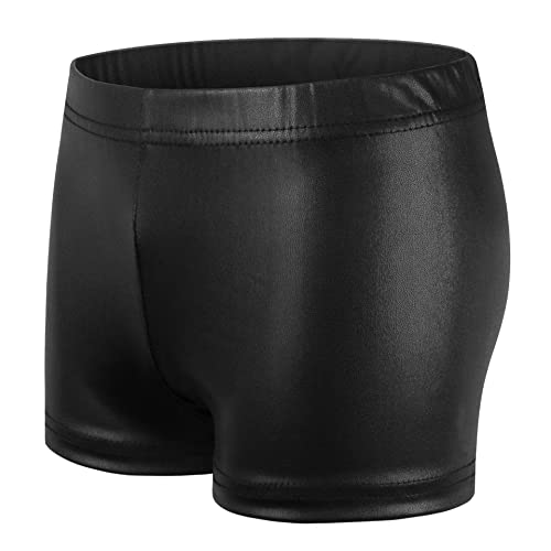 NewL Kinder Mädchen Elastische Taille Glänzend Metallic Ballett Tanz Shorts Hose für Sport Yoga Gymnastik Workout (Schwarz, 11-12 Jahre) Tag Größe 150 von NewL