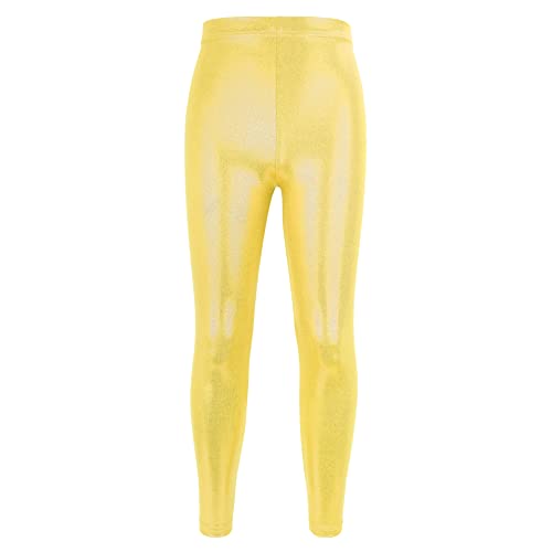 NewL Kinder Mädchen Tanzhose Gymnastik Glänzend Metallic Tanzleggings Skinny für Performances Kostüm (Gold, 11-12 Jahre) Tag Größe 150 von NewL