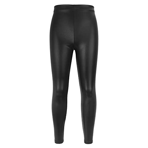 NewL Kinder Mädchen Tanzhose Gymnastik Glänzend Metallic Tanzleggings Skinny für Performances Kostüm (Schwarz, 11-12 Jahre) Tag Größe 150 von NewL