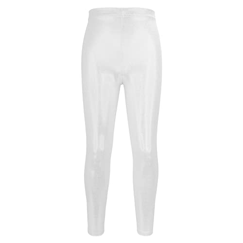 NewL Kinder Mädchen Tanzhose Gymnastik Glänzend Metallic Tanzleggings Skinny für Performances Kostüm (Weiß, 11-12 Jahre) Tag Größe 150 von NewL