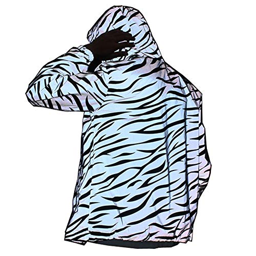 NewL Reflektierende leichte Jacke für Herren und Damen, Netz-Stil, nachtleuchtende Zebrajacken, wasserdicht, grau, XXL von NewL