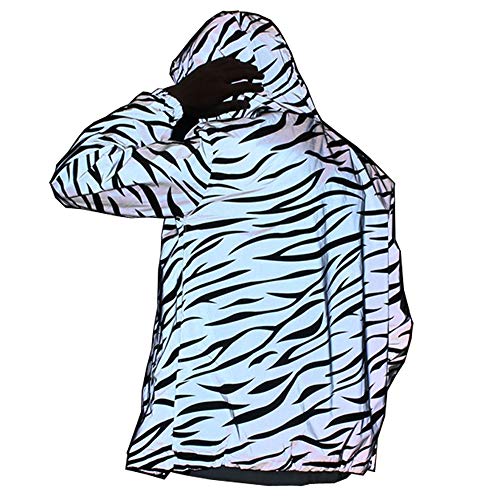 NewL Reflektierende leichte Jacke für Herren und Damen, Mesh-Stil, nachtleuchtende Zebra-Jacken, wasserdicht, grau, XXL von NewL