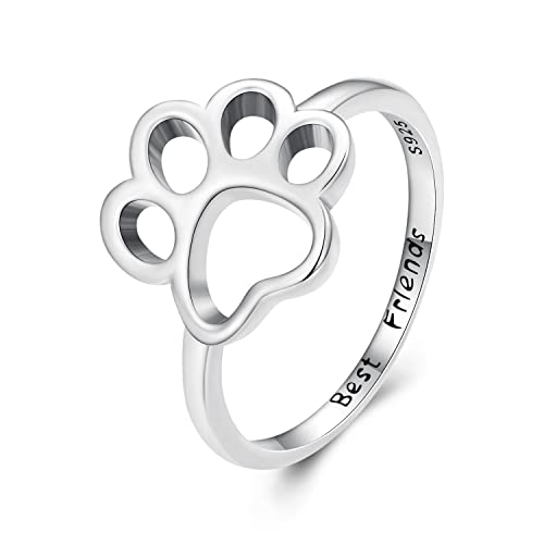 NewL Ring mit Herz-Unendlichkeitssymbol, 925er Sterlingsilber, mit Pfotenabdruck, Motiv "My Sweet Puppy We are Family", Sterlingsilber von NewL