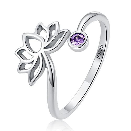 NewL S925 Sterling Silber verstellbare Wickelringe Lotus Blume Ring für Frauen Teenager Mädchen, Sterlingsilber von NewL