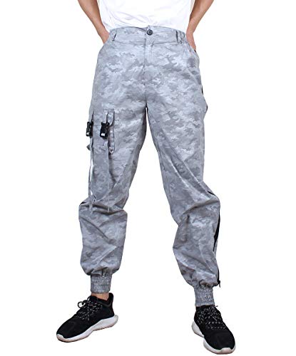 Reflektierende Hose für Herren, fluoreszierend, lässige Harajuku, Nacht, Camouflage (XXL) von NewL