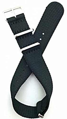 Uhrenarmband aus Nylon im NATO-Stil, 20 mm, Schwarz von NewLife