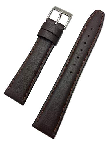 Uhrenarmband aus echtem Leder, 19 mm, bequem, weich, elegant gepolstert, Ersatzarmband für Jede Uhr von NewLife