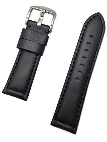 Uhrenarmband aus glattem Leder im Panerai-Stil, 24 mm, Schwarz von NewLife