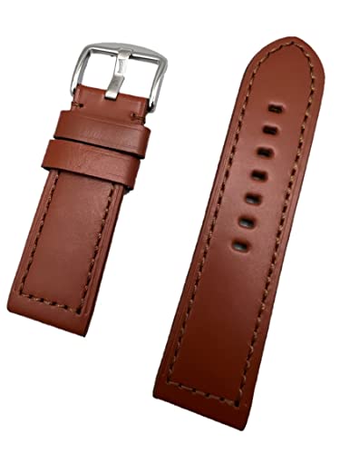 Uhrenarmband aus glattem Leder im Panerai-Stil, 26 mm, Braun von NewLife