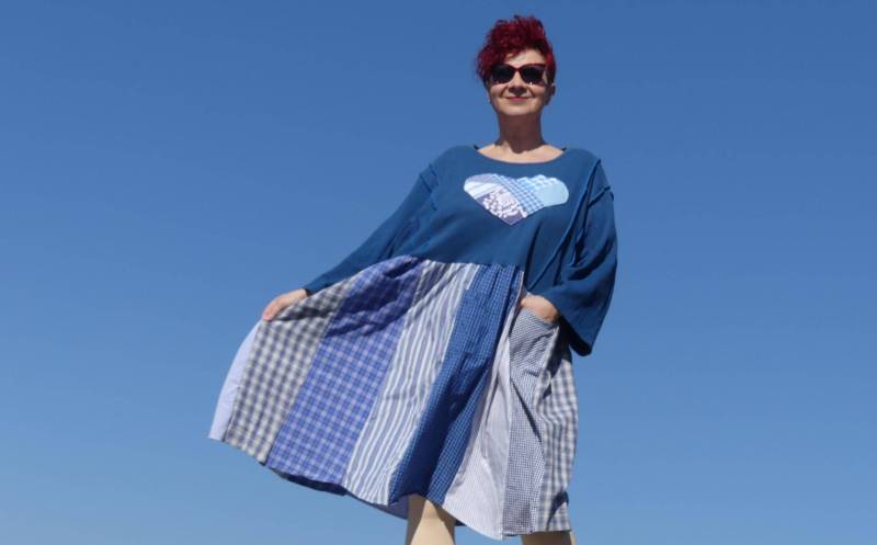 Patchwork Herz Kleid Upcycled Boho Baumwolle Langes Kleid, Büste 58 von NewLoveStory