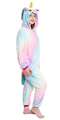 NewPlush Unisex Einhorn Kostüme Pyjamas, Erwachsene Frauen Männer Tier Cosplay Onesie, Galaxy, L von NewPlush