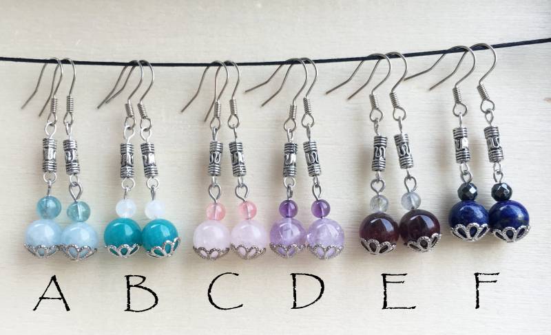 Perlen Ohrringe Mit Aquamarin, Quarzit, Rosenquarz, Lavendel Amethyst, Auralit 23, Lapis Lazuli, Edelstein Perlen Ohrringe Mit Aquamarin, Quarzit, Rosenquarz, Lavendel Amethyst, Auralit 23, Lapis Lazuli, Edelstein von NewValleyStones