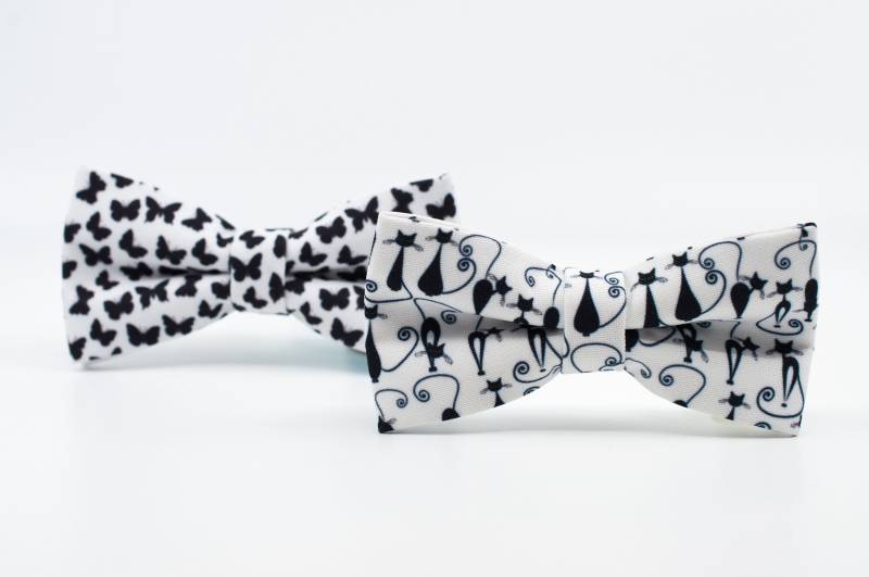 Schmetterling Fliege Schwarz & Weiße Katzen Print, Hochzeitsfliege von NewWayCreationDesign