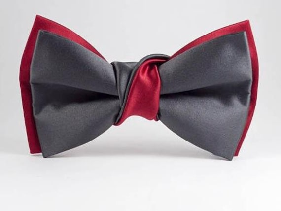 Übergroße Fliege, Fliege Mit Verdrehtem Knoten, Rotes, Dunkelgraues Geschenk von NewWayCreationDesign