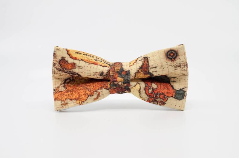 Vintage Landkarte Fliege Orangefarbene, Fertig Gebundene Fliege von NewWayCreationDesign