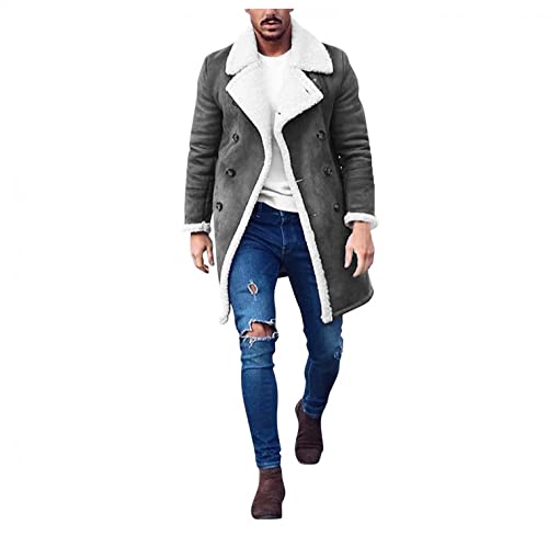 Herren Mantel Lang Warm Gefüttert Übergangsmäntel Klassischer Wintermantel Kurzmantel Jacke Stehkragen Reverskragen Winter Slim Fit Wollmantel Business Überzieher Schlank Lange Windbreaker Jacken von Newanna