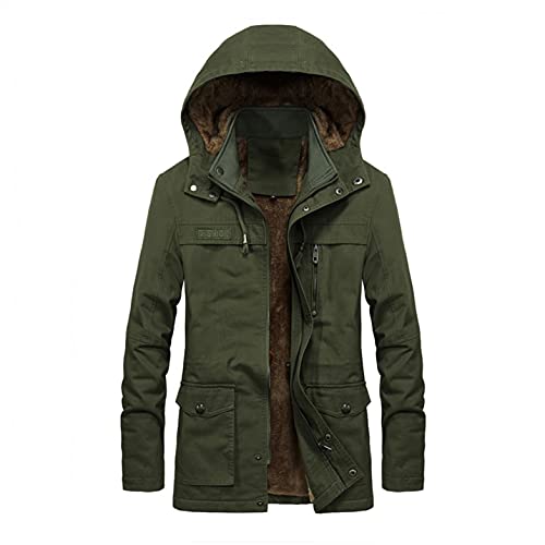 Herren Warme Winterjacke Parka Lang Wintermantel Mit Kapuze Skijacke für Herren Winddichte Fleece Outdoor Gefütterte Steppjacke Jacke Winterparka Winter Mäntel Übergangsjacke Daunenmantel Fleecejacke von Newanna