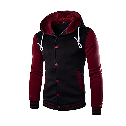 Newanna Herren Jacken Übergangsjacke College Jacke Baseballjacke Sportjacke Sweatjacke Outdoor Streetwear Langarm Leichte Freizeitjacke Männer Windjacke Gepolsterte Herrenjacke Mit Knöpfen und Kapuze von Newanna