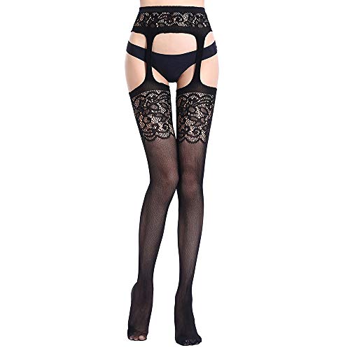 Newanna Strumpfhose Damen Sexy Offener Schritt Oil Shiny Hohe Taille Schimmer GläNzend Ouvert Bodystocking Erotisch Strumpfhosen Transparent StrüMpfe Dessous Strumpfwaren Schwarz von Newanna