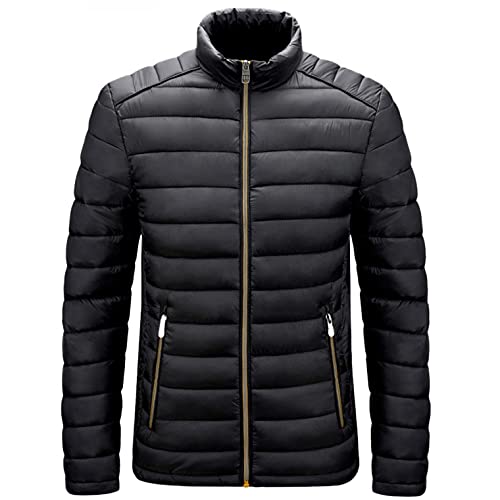 Steppjacke Herren Leicht Ubergang Freizeitjacke Stehkragen Gepolstert Isolationsjacke Einfarbig Thermojacke Gefüttert Warm Bubble Jacket Sportjacke Outdoor Sportlicher Casual Slim Fit Zipper Jacke von Newanna
