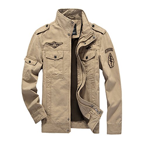 Newbestyle Frühling Herbst Winter Baumwolle Militär Männer Jacke Feldjacke Parka Herrenjacke Pilotenjacke Khaki Large von Newbestyle