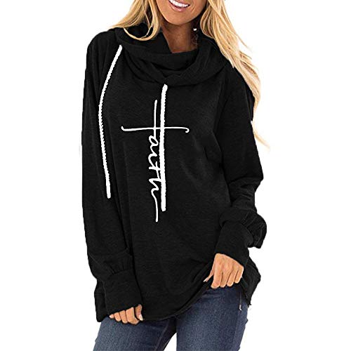 Newbestyle Damen Kapuzenpullover Sweatshirt mit Kapuze Sport Hoodie Good Vibes Pullover Oberteile Kapuzenpulli Langarm mit Kordeln von Newbestyle