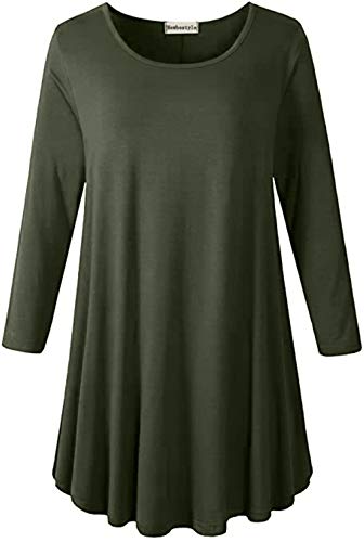 Newbestyle Damen Sommer T-Shirts 3/4 Ärmel Asymmetrisch Tunika Tops Bluse von Newbestyle