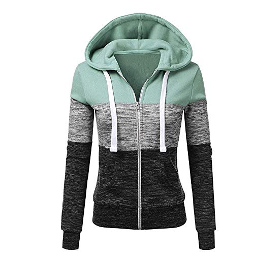 Newbestyle Jacke Damen Kapuzenpullover Strickjacke Pullover Sweatshirt Hoodies Kontrastfarbe Pulli Grau X-Small von Newbestyle