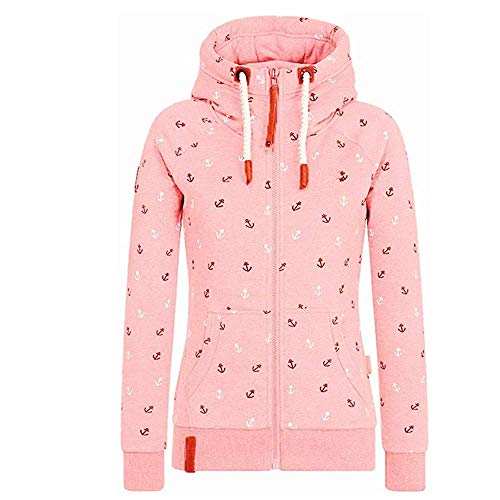 Newbestyle Jacke Damen Sweatjacke Hoodie Sweatshirt Oberteile Damen Pullover Kapuzenpullover Pulli mit Reissverschluss(Rosa,L) von Newbestyle