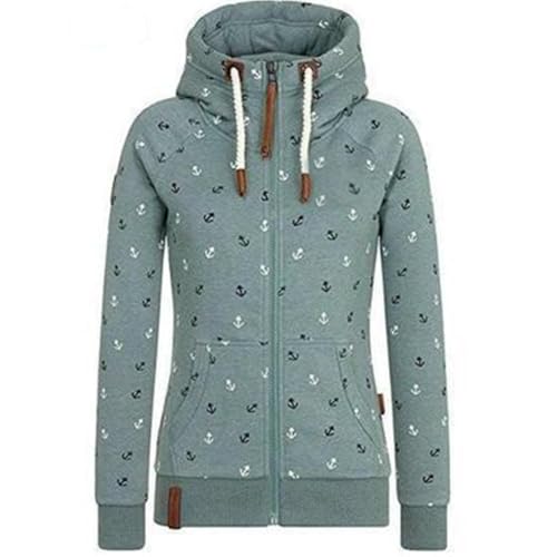 Newbestyle Jacke Damen Sweatjacke Hoodie Sweatshirt Oberteile Damen Pullover Kapuzenpullover Pulli mit Reissverschluss,Green,L von Newbestyle