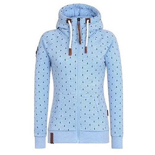 Newbestyle Jacke Damen Sweatjacke Hoodie Sweatshirt Oberteile Damen Pullover Kapuzenpullover Pulli mit Reissverschluss,Sky Blue,S von Newbestyle