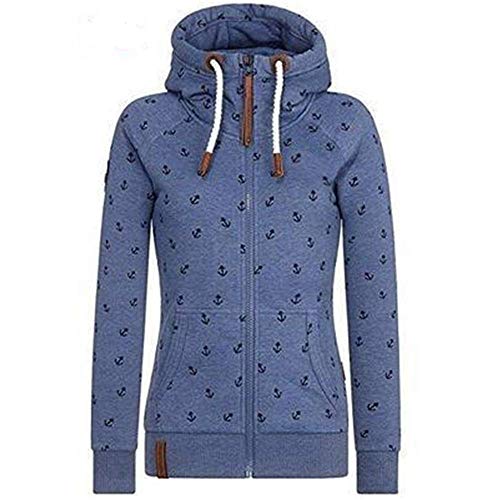 Newbestyle Jacke Damen Sweatjacke Hoodie Sweatshirt Oberteile Damen Pullover Kapuzenpullover Pulli mit Reissverschluss (Blau, S) von Newbestyle