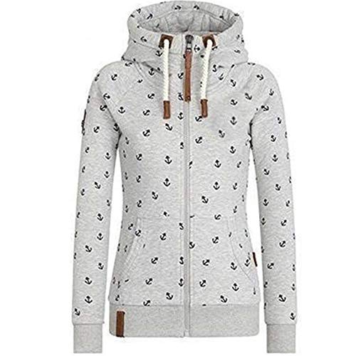 Newbestyle Jacke Damen Sweatjacke Hoodie Sweatshirt Oberteile Damen Pullover Kapuzenpullover Pulli mit Reissverschluss (Hellgrau, XXXL) von Newbestyle