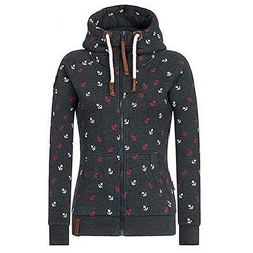 Newbestyle Jacke Damen Sweatjacke Hoodie Sweatshirt Oberteile Damen Pullover Kapuzenpullover Pulli mit Reissverschluss,Black,XS von Newbestyle