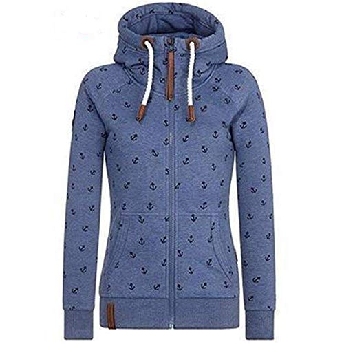 Newbestyle Jacke Damen Sweatjacke Hoodie Sweatshirt Oberteile Damen Pullover Kapuzenpullover Pulli mit Reissverschluss,Blau,L von Newbestyle