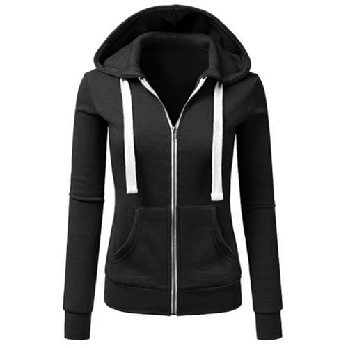 Newbestyle Jacke Damen Sweatjacke Hoodie Sweatshirt Pullover Oberteile Kapuzenpullover,Black,2XL von Newbestyle
