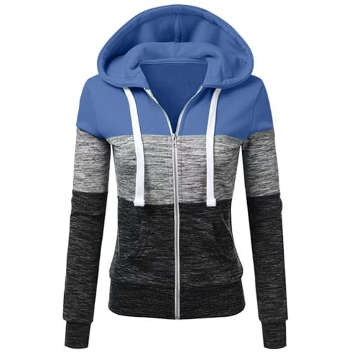 Newbestyle Jacke Damen Sweatjacke Hoodie Sweatshirt Pullover Oberteile Kapuzenpullover,Blue,L von Newbestyle