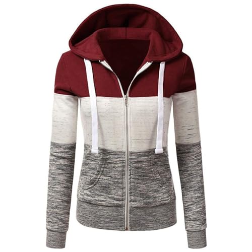Newbestyle Jacke Damen Sweatjacke Hoodie Sweatshirt Pullover Oberteile Kapuzenpullover,Dark Red,XS von Newbestyle